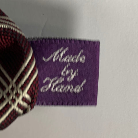RALPH LAUREN Burgundy White Checkered Silk Tie