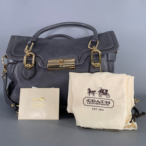 COACH Grey Pebble Grain Leather Handbag & Leather Goods