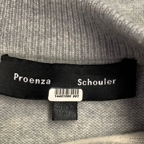 PROENZA SCHOULER Taille XS Gris chiné Mélange Cachemire Col Rond Grandes Poches Pull