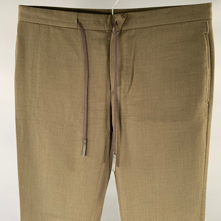 MAISON MARGIELA Size 32 Green Olive Heather Wool Straight Casual Pants