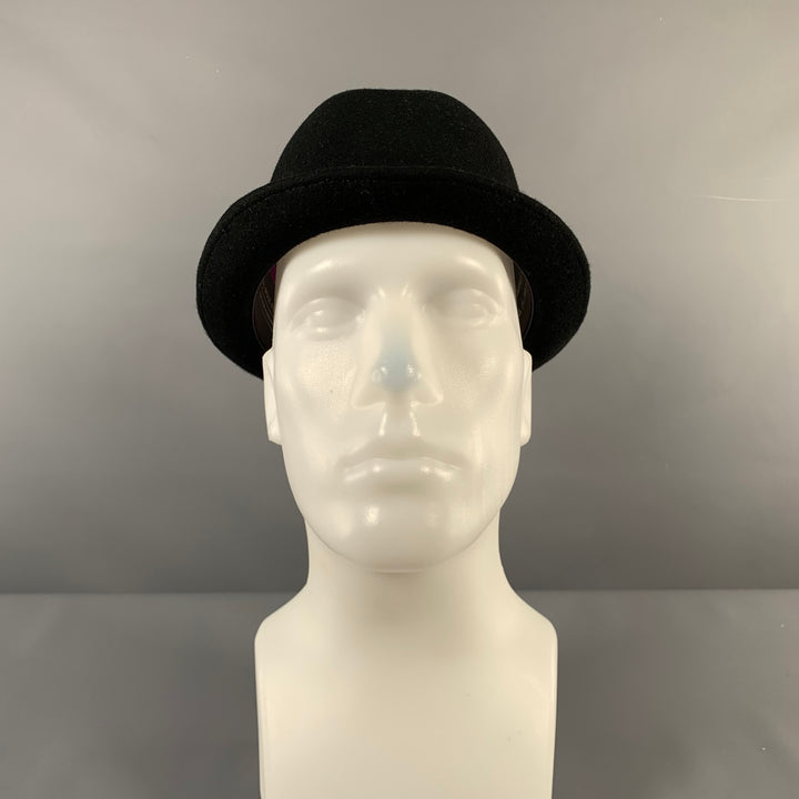 PAUL SMITH Size 7.5 Black Grey Wool Felt Hats