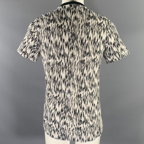 LANVIN Size M White Black Abstract Cotton Blend T-shirt