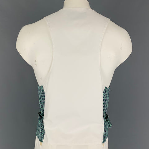 DSQUARED2 Talla 42 Chaleco abotonado de algodón a cuadros blanco azul marino verde