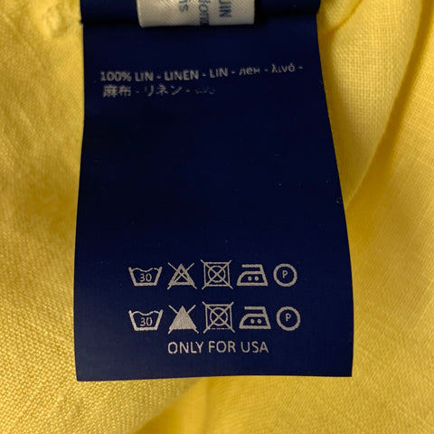 VILEBREQUIN Size XL Yellow Linen One Pocket Long Sleeve Shirt