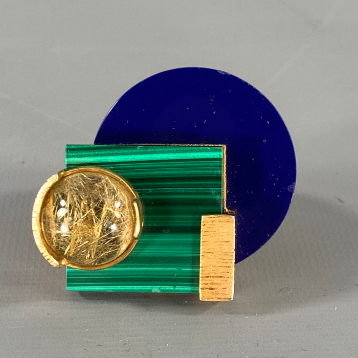 MARC JACOBS Gold Green & Blue Color Block Cocktail Ring