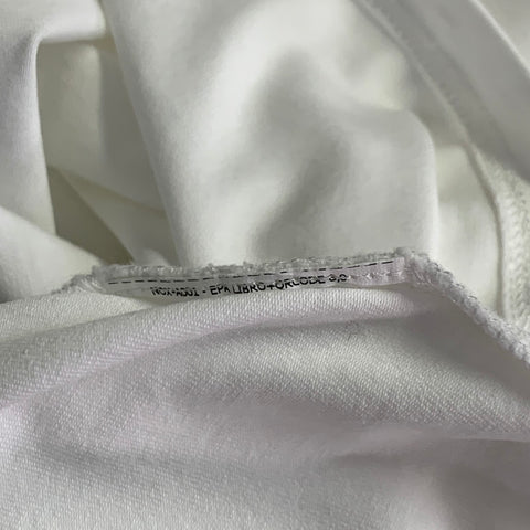 MAX MARA Size L White Cotton Jersey 3/4 Sleeves Crew Neck Pullover