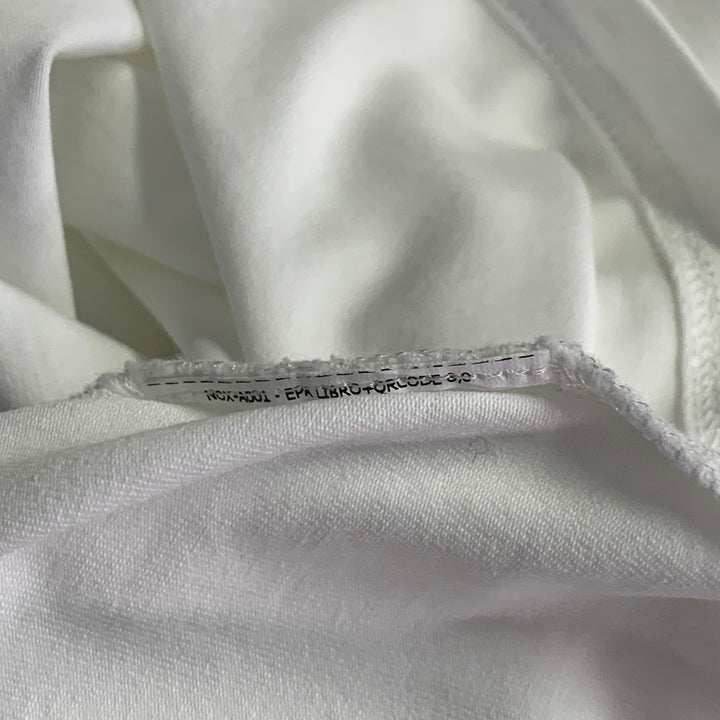MAX MARA Size L White Cotton Jersey 3/4 Sleeves Crew Neck Pullover
