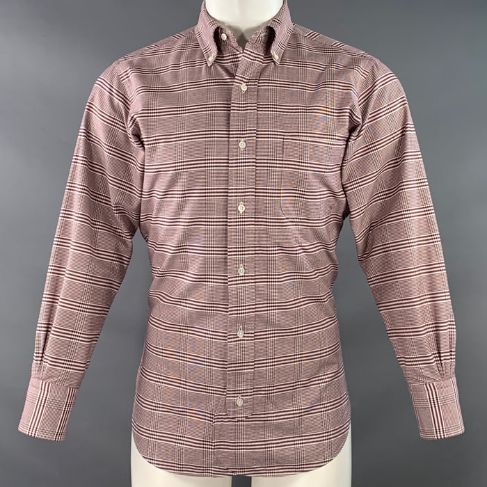 CHEMISE EN COTON À UNE POCHE ET MANCHES LONGUES BLACK FLEECE Taille S Bourgogne Blanc Motif Glenplaid
