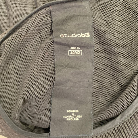 STUDIO B3 Size L Black Mesh Cotton Long T-shirt