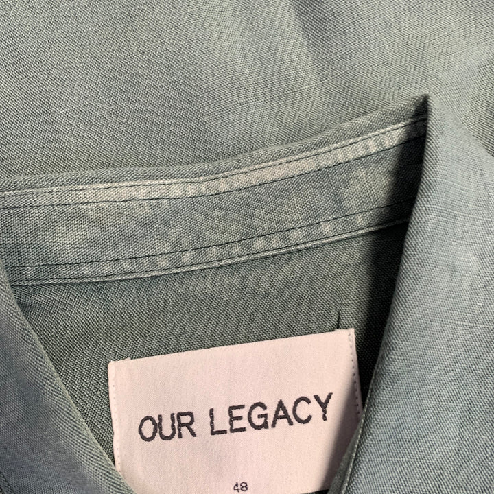 OUR LEGACY Size 38 Green Cotton One Pocket Long Sleeve Shirt
