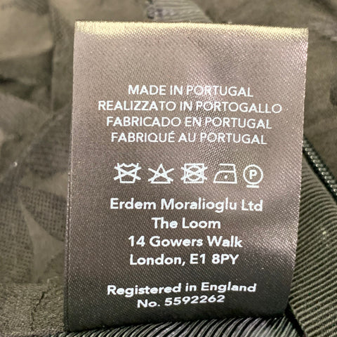 ERDEM Size 8 Helga Black Wool Blend Floral Flat Front Dress Pants