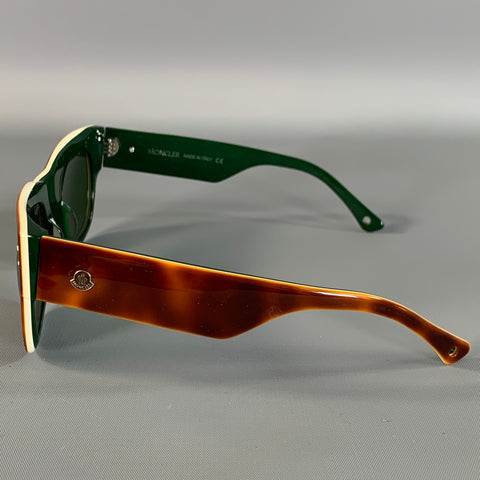 MONCLER Brown Green Tortoise Sunglasses & Eyewear