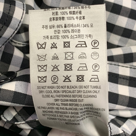 BURBERRY Taille 38 Manteau à Carreaux Noir et Blanc en Polyester Laine à Boutons Pression