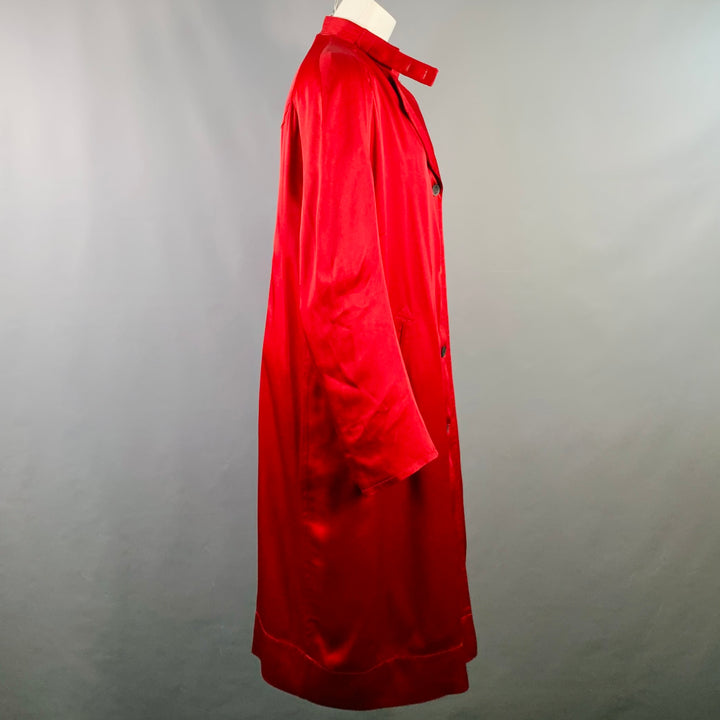 HAIDER ACKERMANN Size S Red Acetate Blend Satin Raglan Sleeve Coat