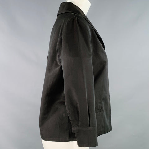 MARNI Size 6 Black Cotton Polyester Twill Snaps Jacket Blazer