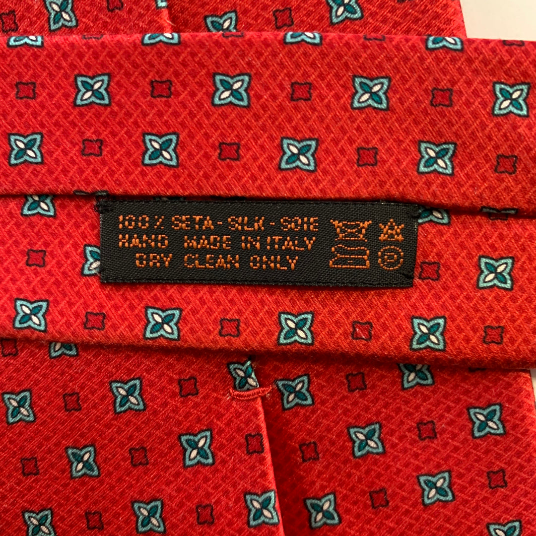 DOLCEPUNTA Red Blue Silk Foulard Tie