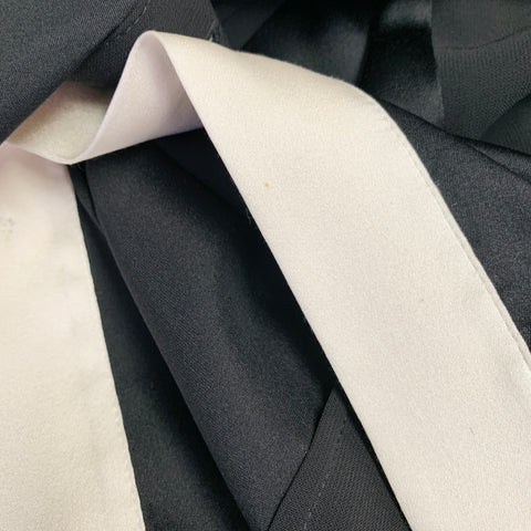 DONNA KARAN Size 8 Black Cream Viscose Blend Mixed Materials Hidden Buttons Blouse