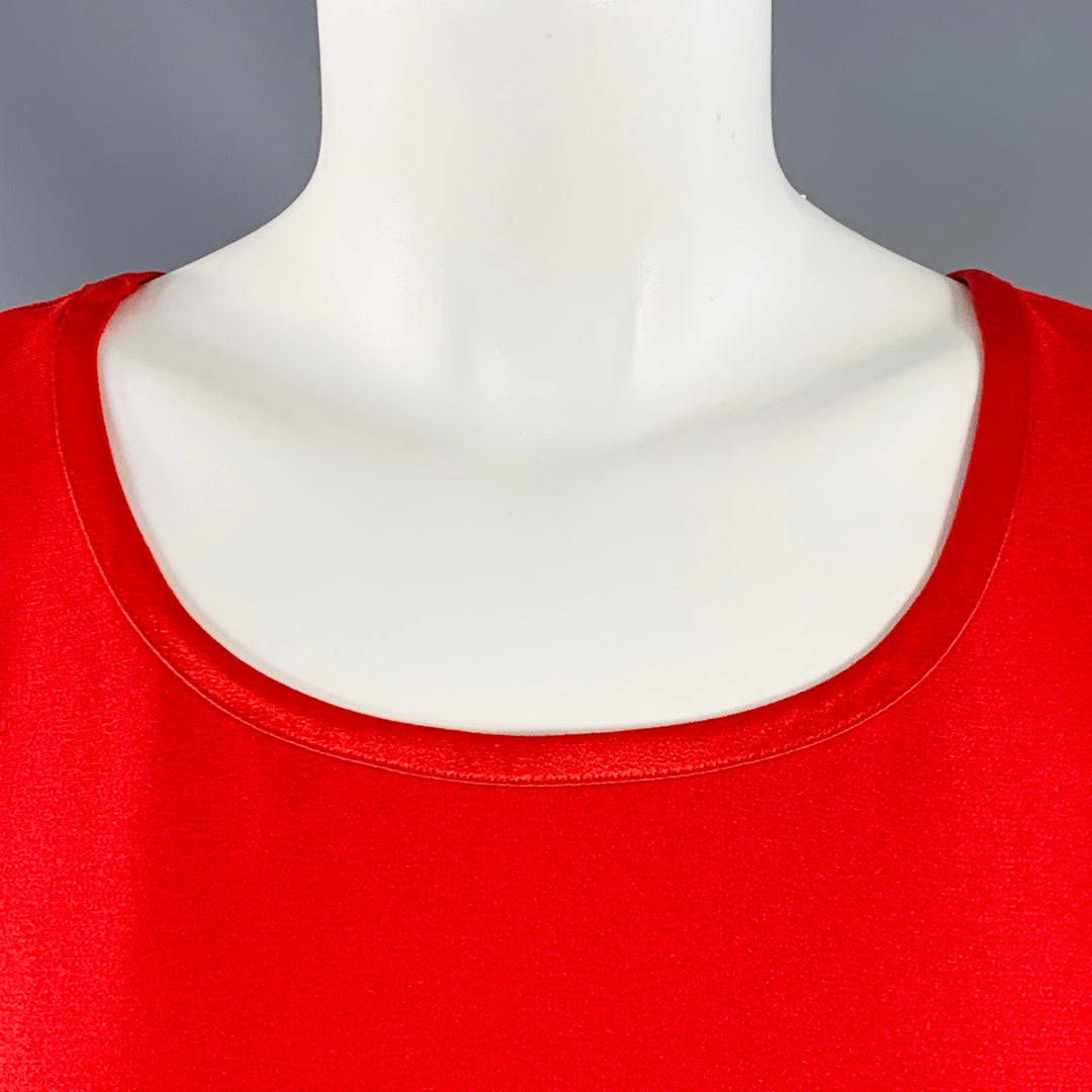 YVES SAINT LAURENT Size M Red Silk Crepe Sleeveless Casual Top