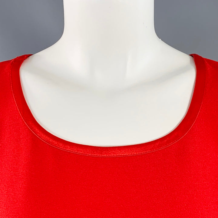 YVES SAINT LAURENT Size M Red Silk Crepe Sleeveless Casual Top