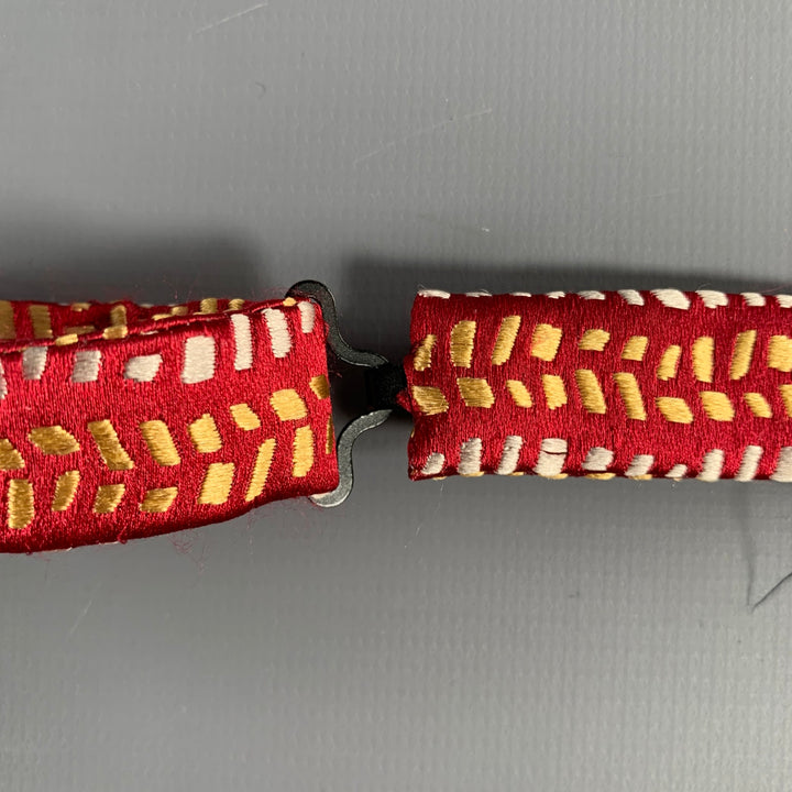 CHARVET Red Yellow Textured Silk Bow Tie