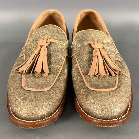MAX MARA Size 7 Gold Brown Sparkly Loafer Flats