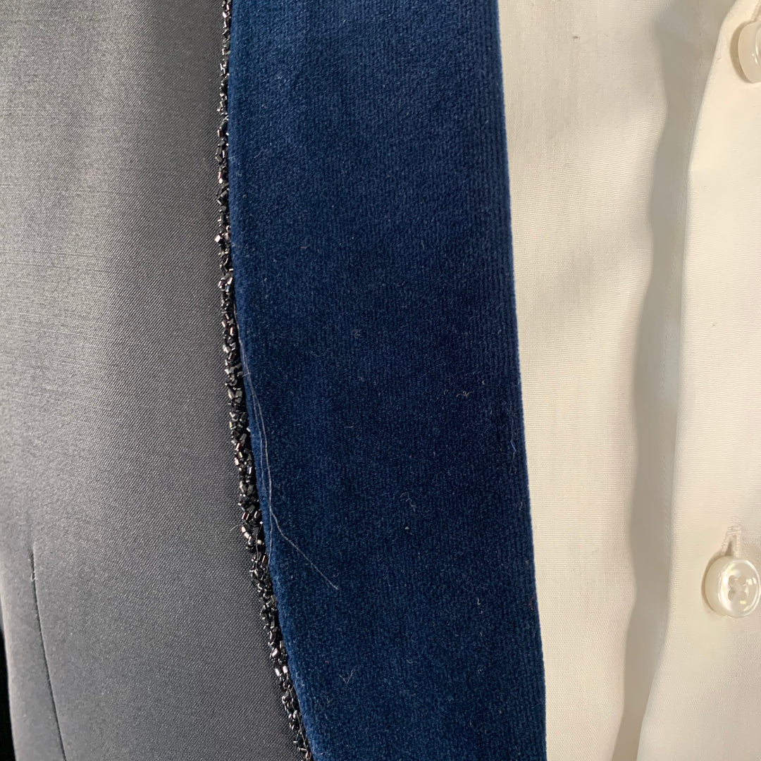 DSQUARED2 Size 40 Black Navy Beaded Wool Blend Shawl Collar Sport Coat