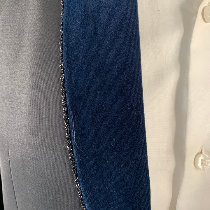 DSQUARED2 Size 40 Black Navy Beaded Wool Blend Shawl Collar Sport Coat