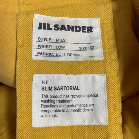 JIL SANDER Size 33 Mies Yellow Cotton Low Rise Button Fly Jeans
