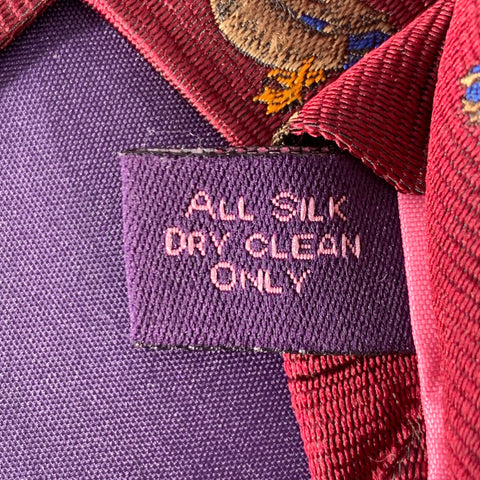 O'CONNELL'S Burgundy Green Ducks Silk Tie