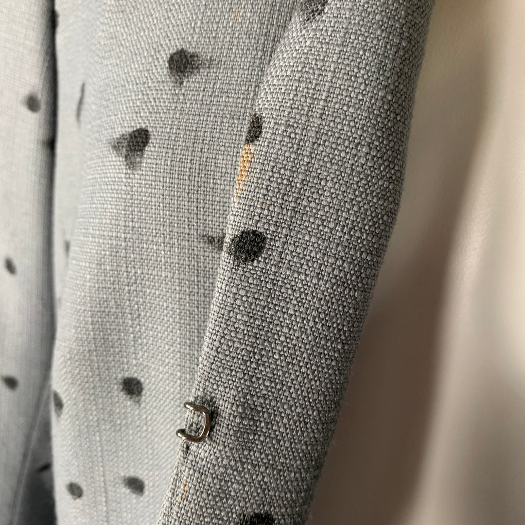 AKRIS Size 12 Grey Black Viscose Wool Spotted Cropped Blazer