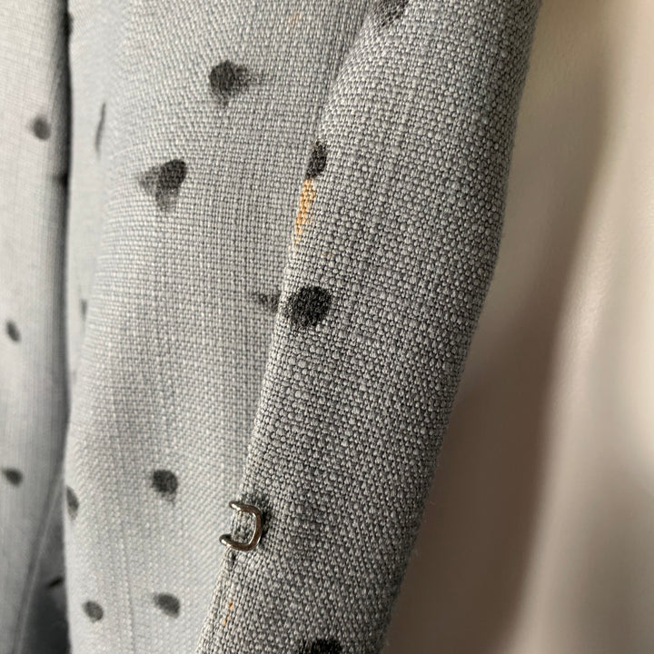 AKRIS Size 12 Grey Black Viscose Wool Spotted Cropped Blazer
