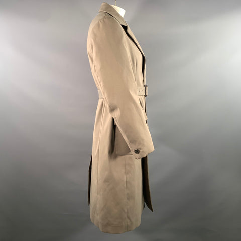 PRADA Size L Green Olive Solid Belted Coat