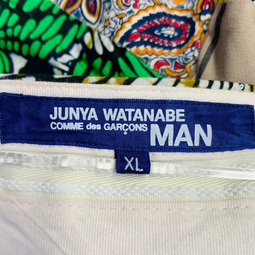JUNYA WATANABE 2015 Size XL Multi Color Patchwork Cotton Linen Pleated Shorts
