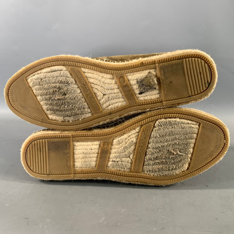 RALPH LAUREN Size 9.5 Green Tan Cheetah Suede Espadrille Loafers