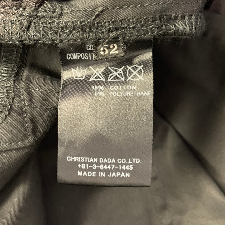 CHRISTIAN DADA Size 36 Black Distressed Cotton Zip Jeans