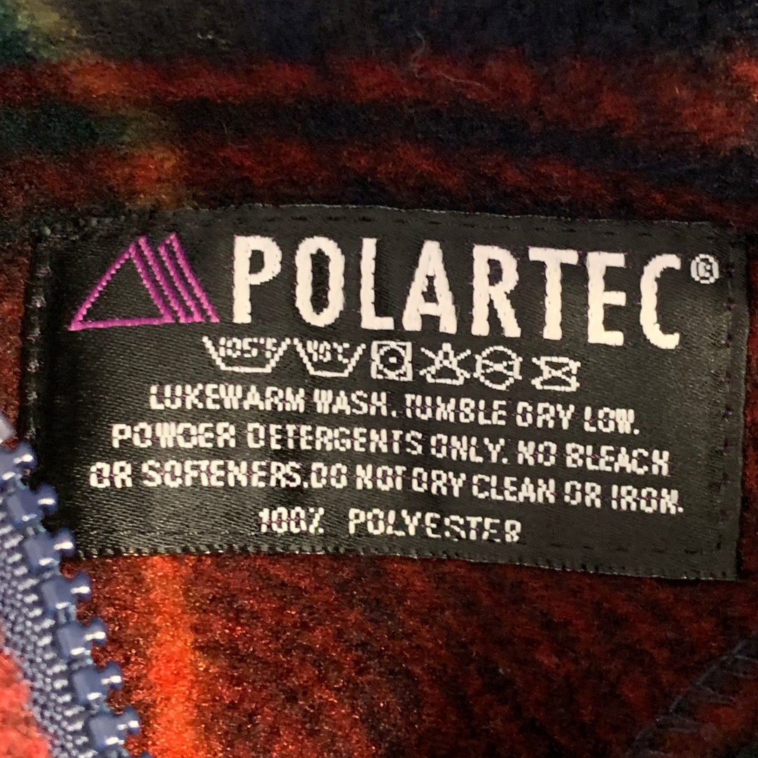 POLO by RALPH LAUREN Size XL Red Navy Green Plaid Polyester Hooded 1/4 Zip Sweatshirt