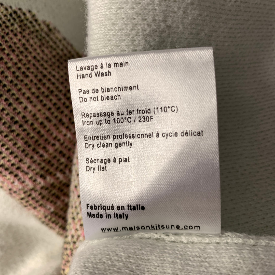 MAISON KITSUNE Size XL Off-White Fox Cotton Ribbed Pullover