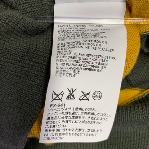 MARNI Size M Green Yellow Stripe Cotton V-Neck Cardigan