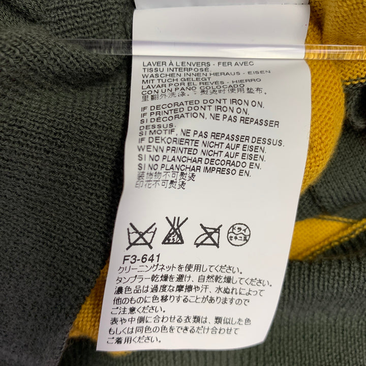 MARNI Size M Green Yellow Stripe Cotton V-Neck Cardigan