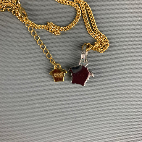 VERSACE Silver Gold Medusa Heads Metal Pendant Chocker Necklace