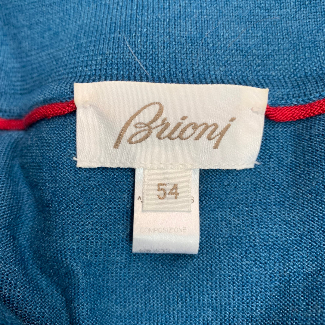 BRIONI Size XL Teal Knit Wool Silk Cashmere Polo Pullover