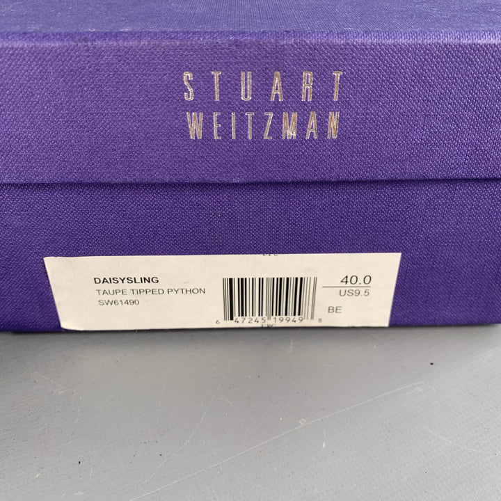 STUART WEITZMAN Size 9.5 Daisy Grey Gold Textured Snakeskin Effect Leather Slingback Pumps