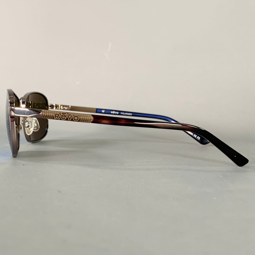 REVO Clive Blue Gunmetal Acetate Metal Navigator Polarized Sunglasses
