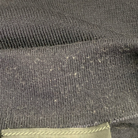 PRADA Size L Black Virgin Wool Jersey Long Sleeve Polo