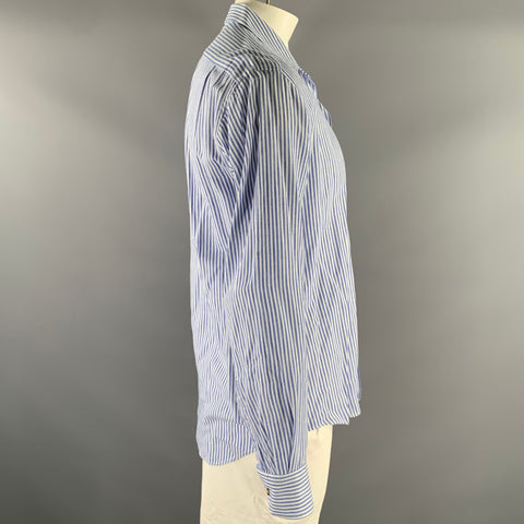 ADAM KIMMEL Size L Blue White Stripe Camp Long Sleeve Shirt