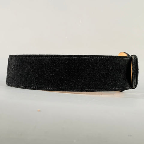 GIORGIO ARMANI Black Suede Covered Buckle Belt