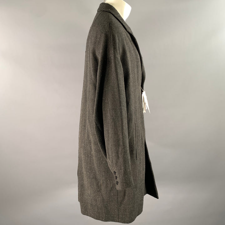 VISVIM Size M Black Brown Tweed Wool Linen Silk Notch Lapel Coat