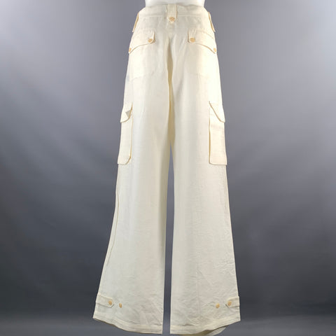 RALPH LAUREN Size 8 Cream Linen Sailor Casual Pants