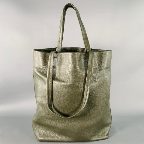 CUYANA Green Pebble Grain Leather Tote Bag