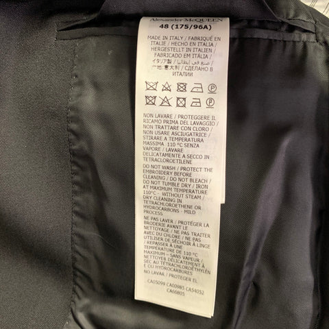 ALEXANDER MCQUEEN Size 38 Black Rhinestone Wool Peak Lapel Sport Coat